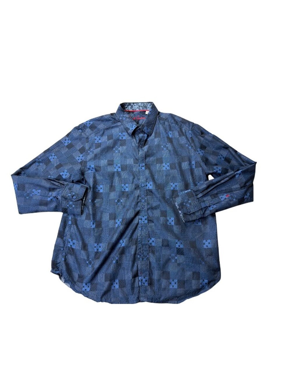 Robert Graham Mens Classic Fit 2XL Long Sleeve Blue Geometric Button-Down Shirt